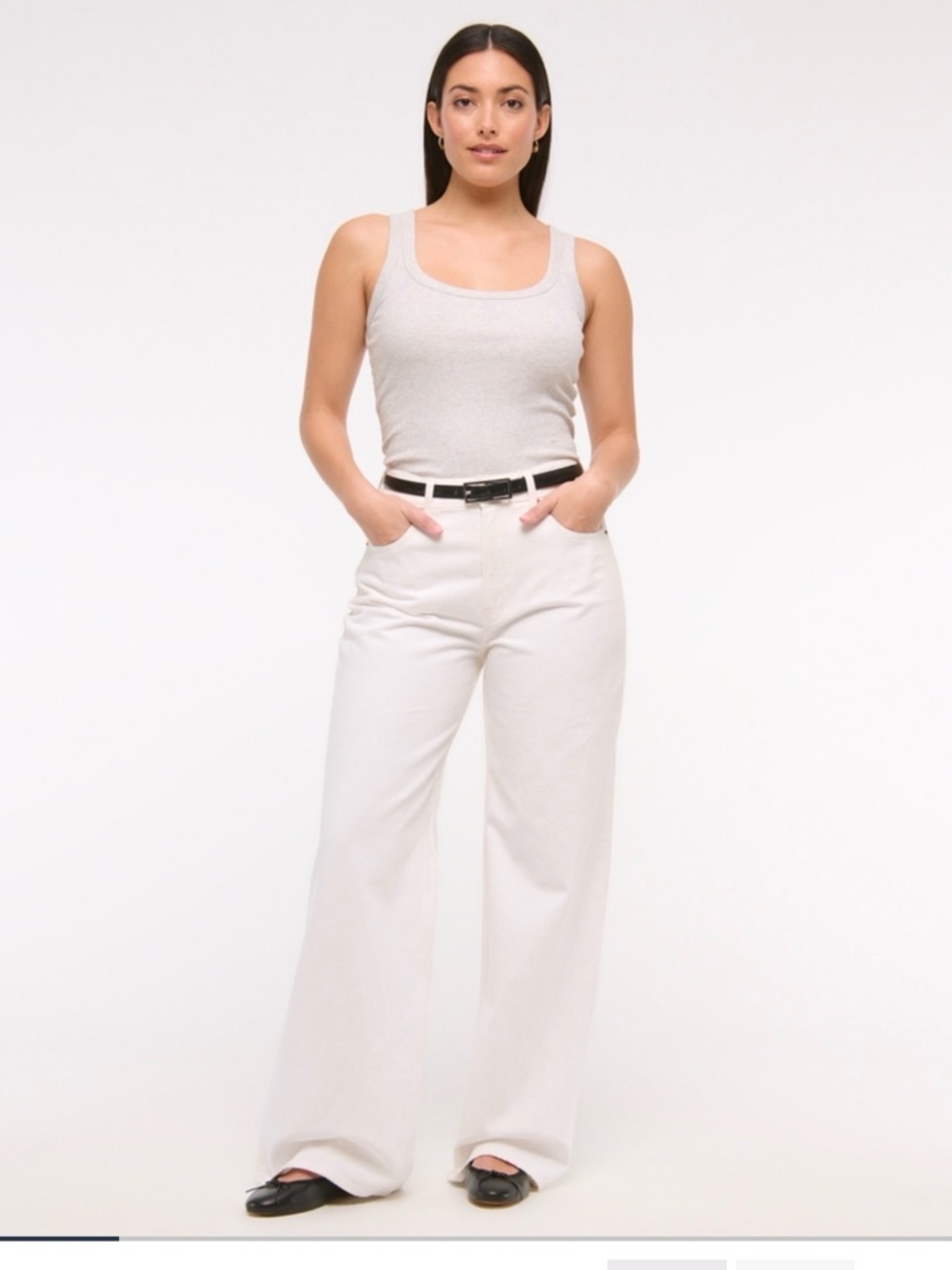 032 Abercrombie & Fitch Cream Wide Leg High Rise Jeans